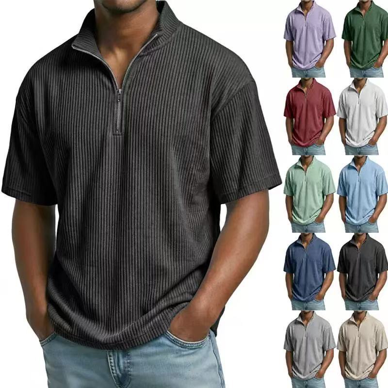 Corduroy Button Up Shirt Men - Yazlık Kordonlu Dik Yaka Gömlek Erkek