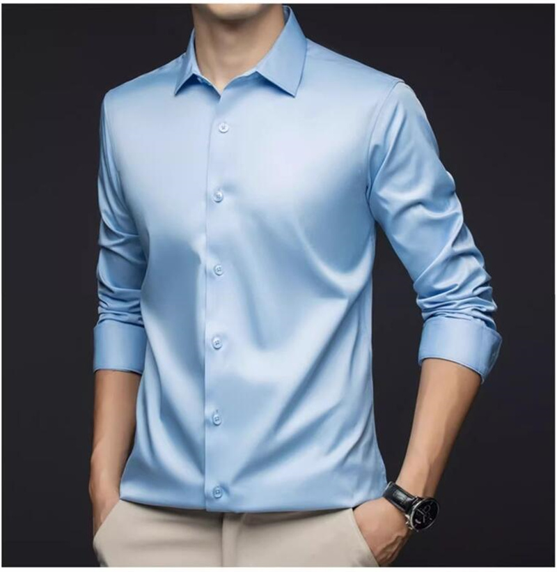 Erkek Uzun Kollu Profesyonel G - Mens Satin Silk Dress Shirt incelemesi ve fiyatı