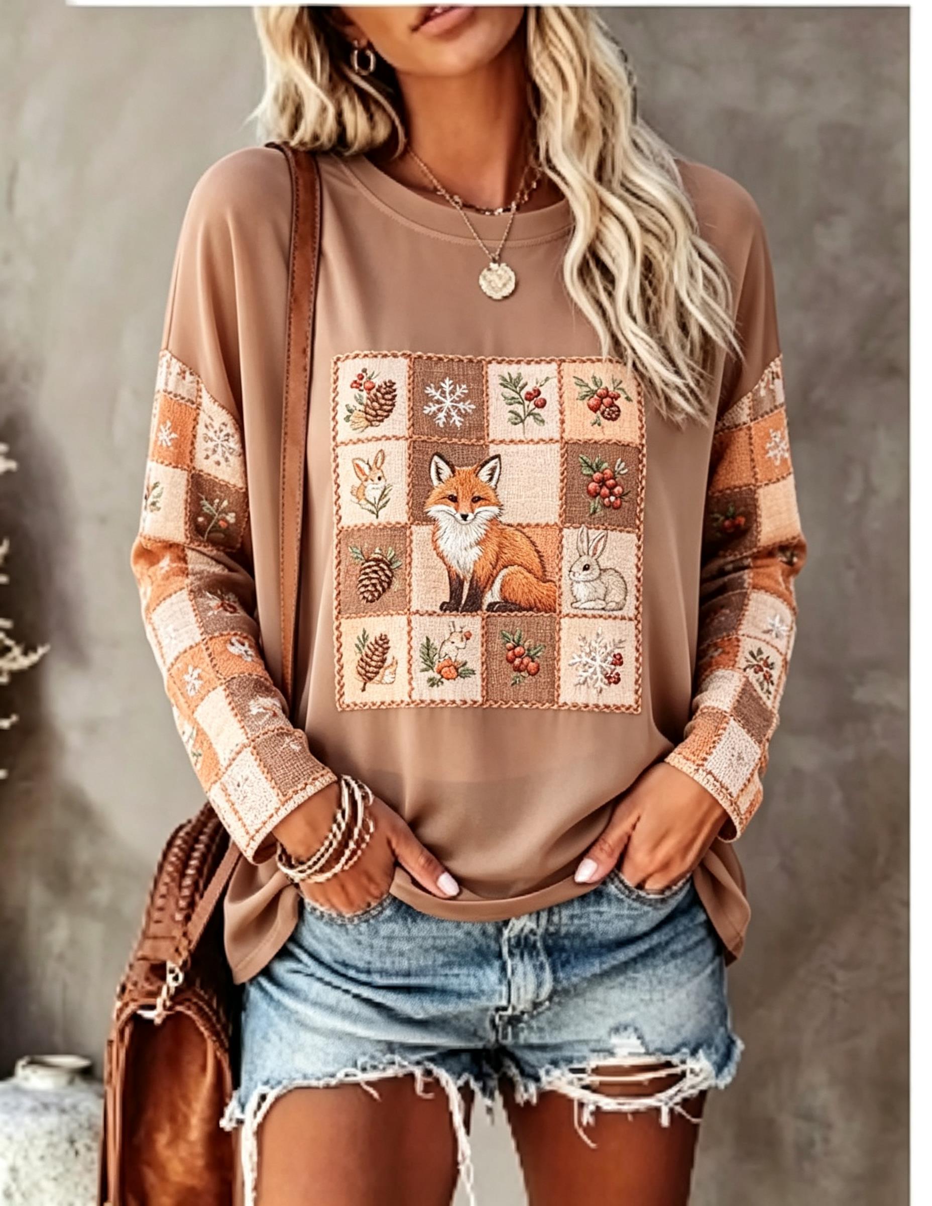 Kadın Uzun Kollu Tişört, Tilki - T-Shirts incelemesi ve fiyatı